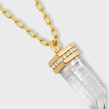 Crystalline Crystal Quartz Diamond Cap Charm Necklace