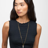 Crystalline Crystal Quartz Diamond Cap Charm Necklace