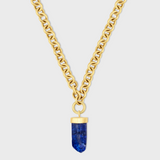 Crystalline Orbital Jumbo Tanzanite Gold Cap Charm Necklace