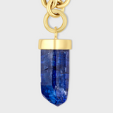 Crystalline Orbital Jumbo Tanzanite Gold Cap Charm Necklace