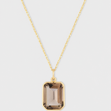 Aura Jumbo Smoky Quartz Gemstone Gold Bezel Collar