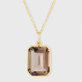 Aura Jumbo Smoky Quartz Gemstone Gold Bezel Collar