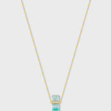 Crystalline Emerald Aquamarine Diamond Bar Necklace