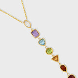 Chakra Rainbow Gemstone Lariat Necklace