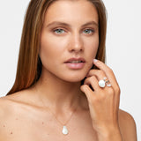 Ocean Diamond Bezel Pearl Necklace