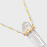 Ocean Pearl Crystal Quartz Gold Bar Necklace