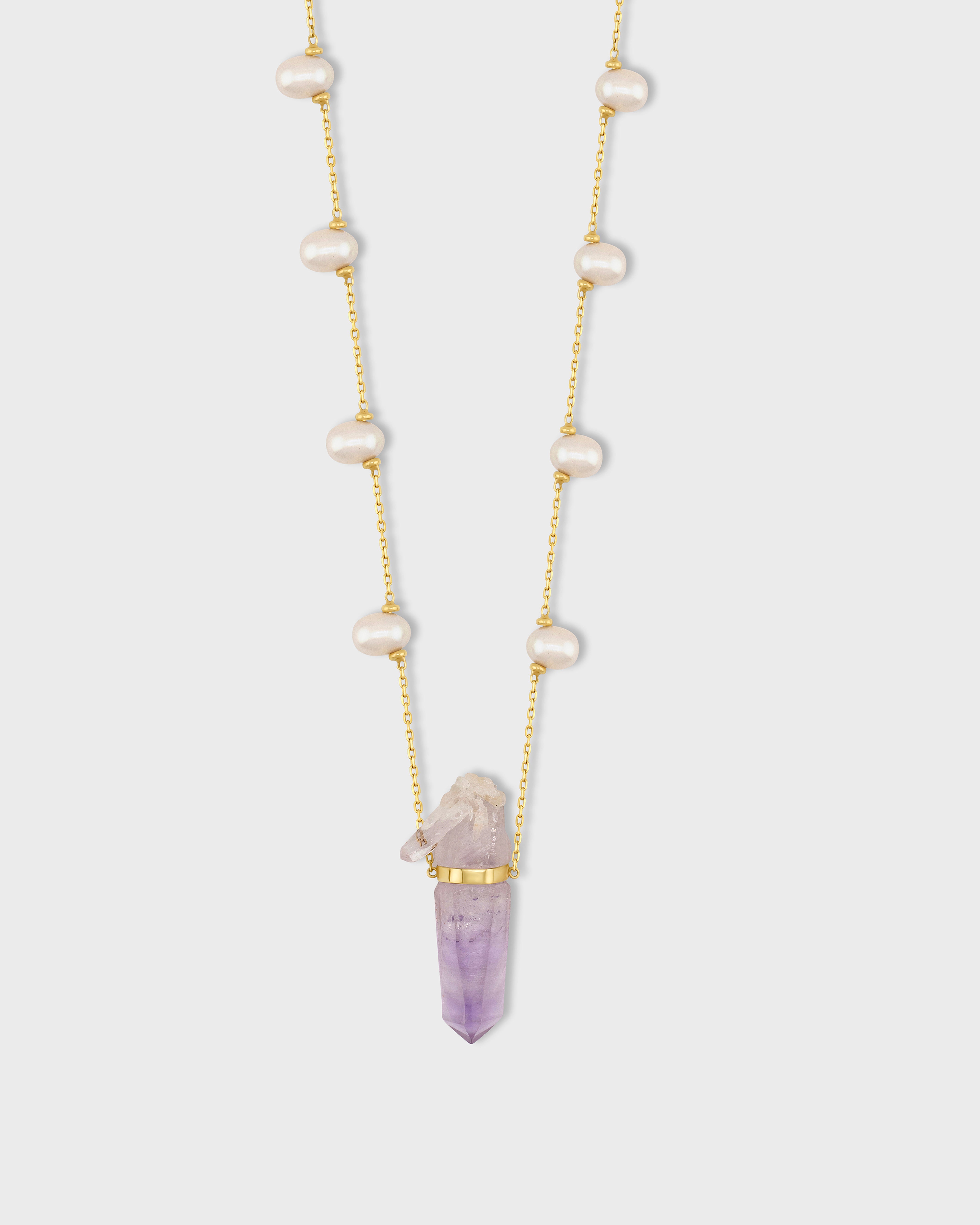 Ocean Pearl Veracruz Amethyst Gold Bar Necklace