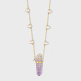 Ocean Pearl Veracruz Amethyst Gold Bar Necklace