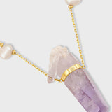 Ocean Pearl Veracruz Amethyst Gold Bar Necklace