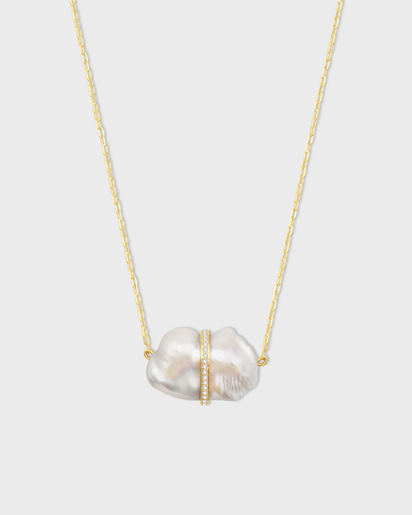 Ocean Baroque Pearl Diamond Ring Necklace