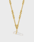 Crystalline Round & Oval Link Chain with Removable Diamond Crystal Quartz Charm Necklace