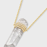 Crystalline Crystal Quartz Triple Diamond Bar Necklace