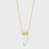 Crystalline Crystal Quartz Triple Diamond Bar Necklace