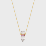 Crystalline Crystal Quartz Triple Pink Sapphire Bar Necklace