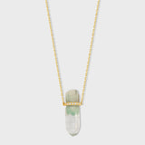 Crystalline Green Phantom Quartz Diamond Bar Necklace