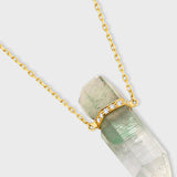 Crystalline Green Phantom Quartz Diamond Bar Necklace