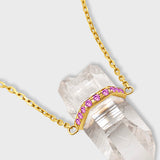 Crystalline Crystal Quartz Pink Sapphire Bar Necklace