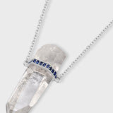 Crystalline Crystal Quartz Blue Sapphire Bar Necklace