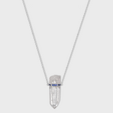 Crystalline Crystal Quartz Blue Sapphire Bar Necklace