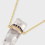 Crystalline Crystal Quartz Sapphire Bar Necklace