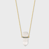 Men's Crystalline Crystal Quartz Blue Sapphire Bar Necklace