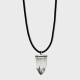 Crystalline Leather Jumbo Crystal Quartz Black Diamond Necklace