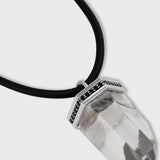 Crystalline Leather Jumbo Crystal Quartz Black Diamond Necklace