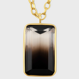 Jumbo Smoky Quartz Citrine Gold Bezel Long Necklace