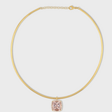 Morganite Gemstone Diamond Halo Collar