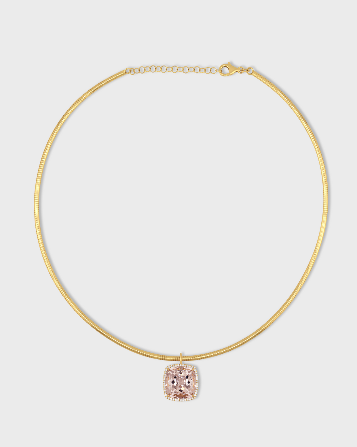 Chakra Morganite Gemstone Diamond Halo Collar