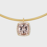 Morganite Gemstone Diamond Halo Collar