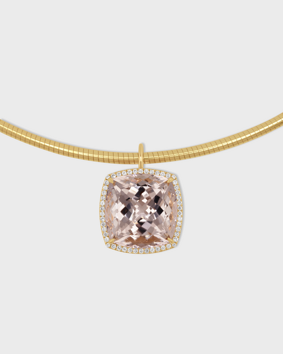 Chakra Morganite Gemstone Diamond Halo Collar