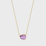 Chakra Purple Sapphire Diamond Halo Necklace