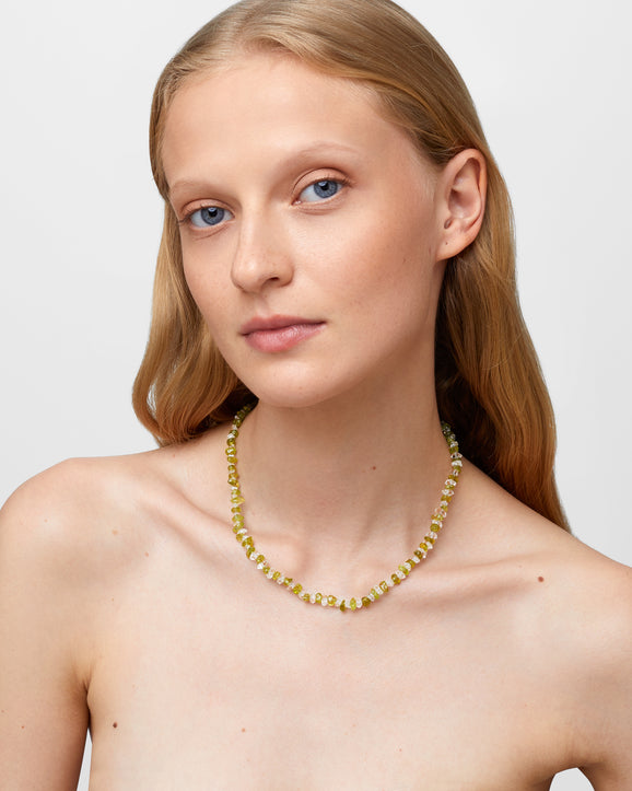 Gaia Peridot and Herkimer Diamond Necklace