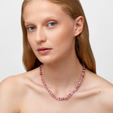 Pink Tourmaline and Herkimer Diamond Necklace