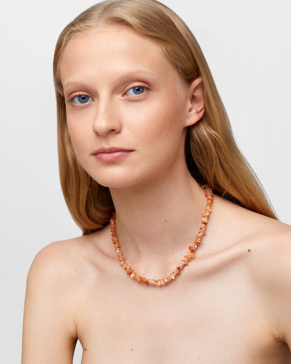 Gaia Garnet and Herkimer Diamond Necklace