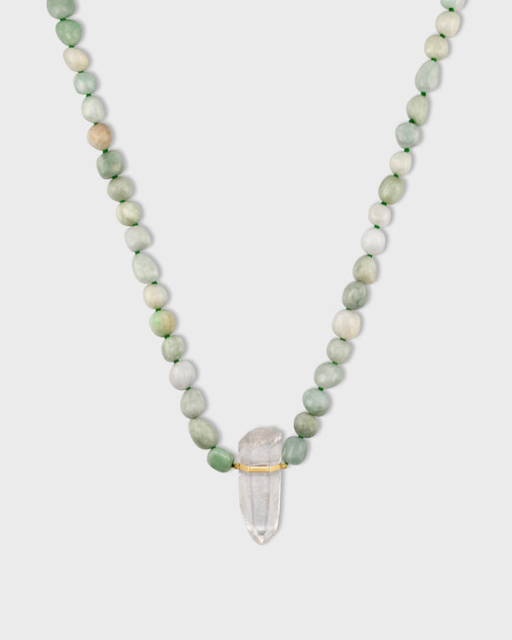 Jade Nugget Crystal Quartz Charm Necklace