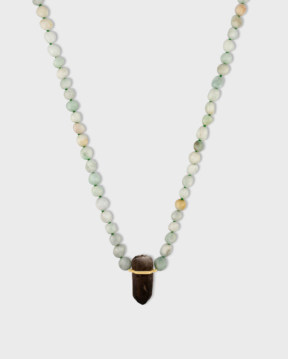 Jade Nugget Smoky Quartz Charm Necklace