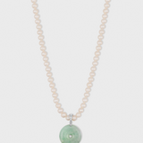 Jade Diamond Coin Pearl Necklace