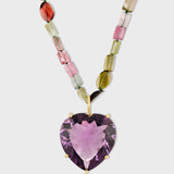 Love Tourmaline Amethyst Heart Charm Necklace