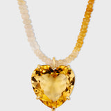 Love Yellow Sapphire Citrine Heart Charm Necklace