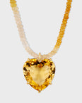 Love Yellow Sapphire Citrine Heart Charm Necklace