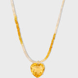 Love Yellow Sapphire Citrine Heart Charm Necklace