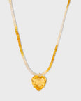 Love Yellow Sapphire Citrine Heart Charm Necklace