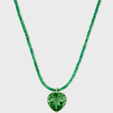 Love Emerald Green Amethyst Heart Charm Necklace