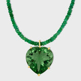 Love Emerald Green Amethyst Heart Charm Necklace