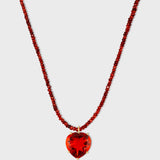 Love Red Garnet Heart Charm Necklace