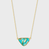 Nevada Mona Lisa Turquoise Gold Bezel Necklace