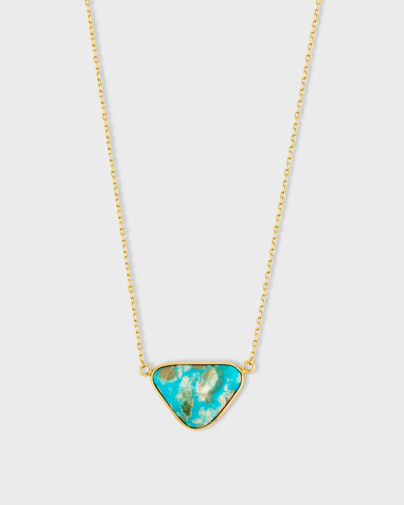 Nevada Turquoise Gold Bezel Necklace