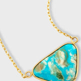 Nevada Mona Lisa Turquoise Gold Bezel Necklace